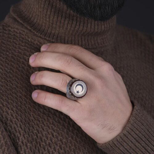 Kehribar Taşlı Ayyıldız Yüzük