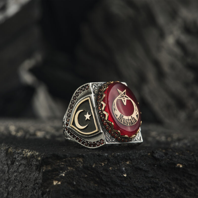 Kırmızı Ayyıldız Taşlı Yüzük