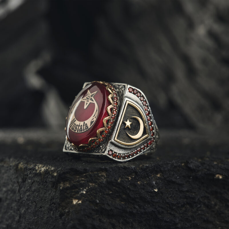 Kırmızı Ayyıldız Taşlı Yüzük