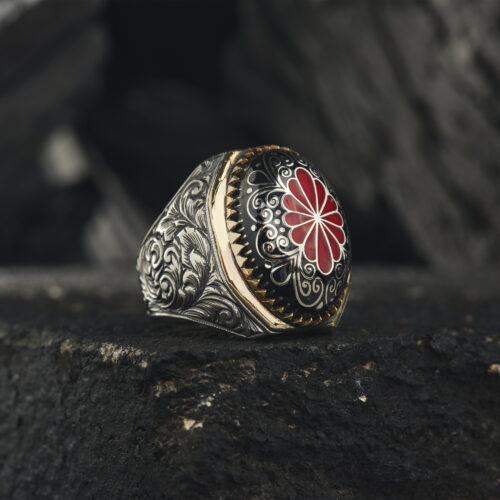 Siyah Kakma Taşlı Yüzük