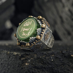 Yeşil Taşlı Peygamber Mührü Yüzük