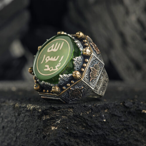 Yeşil Taşlı Peygamber Mührü Yüzük