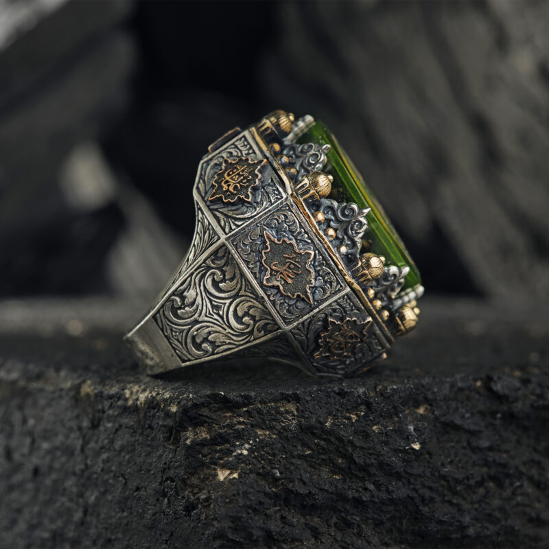 Yeşil Taşlı Peygamber Mührü Yüzük
