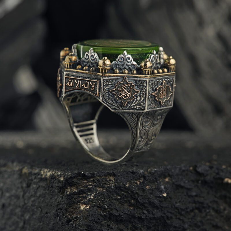 Yeşil Taşlı Peygamber Mührü Yüzük