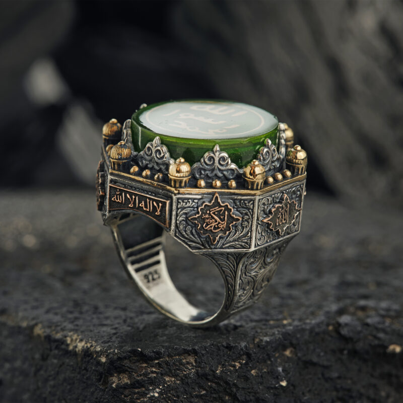 Yeşil Taşlı Peygamber Mührü Yüzük