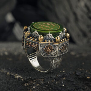 Yeşil Taşlı Peygamber Mührü Yüzük