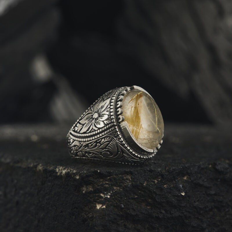 Rutil Kuvars Taşlı Yüzük