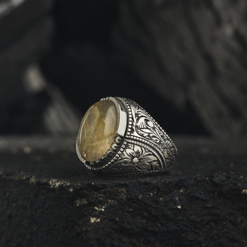 Rutil Kuvars Taşlı Yüzük