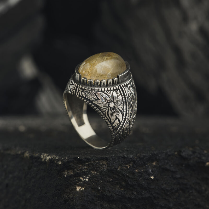 Rutil Kuvars Taşlı Yüzük