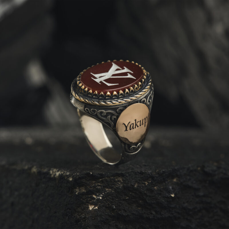 Untitled-Capture25480-copy-1.jpg Kahverengi Akik Taşlı Harfli Yüzük