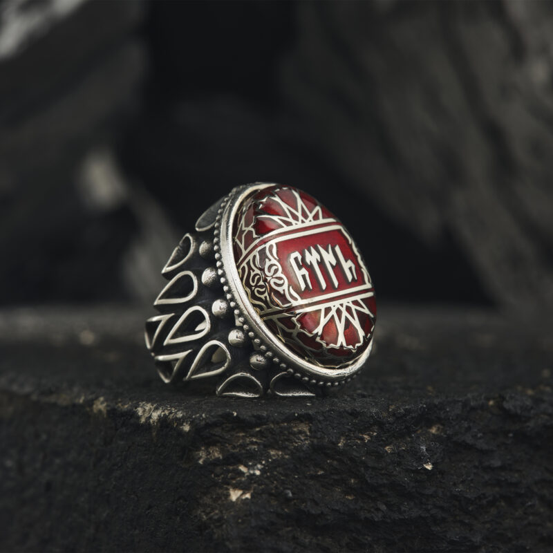 Kırmızı Taşlı Gümüş Yüzük