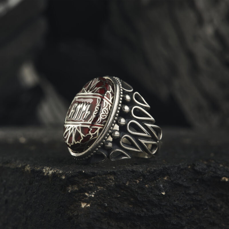 Kırmızı Taşlı Gümüş Yüzük