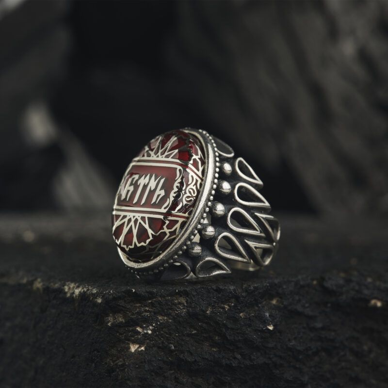 Kırmızı Taşlı Gümüş Yüzük