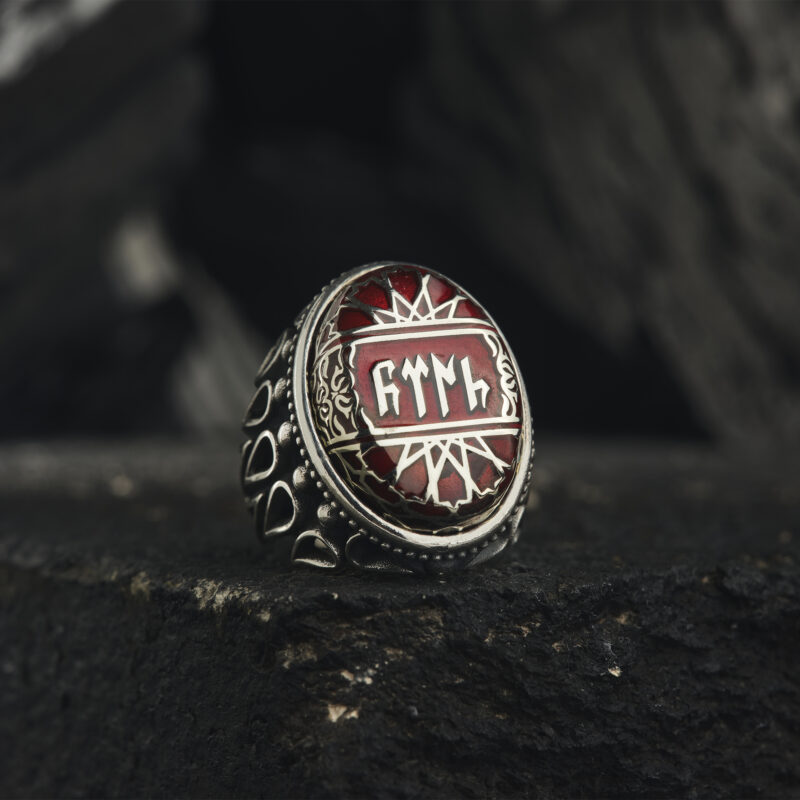 Kırmızı Taşlı Gümüş Yüzük