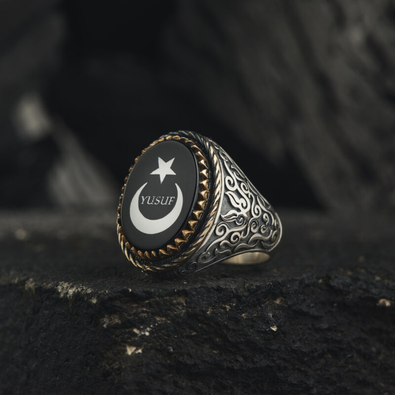Siyah Ayyıldız Taşlı Yüzük