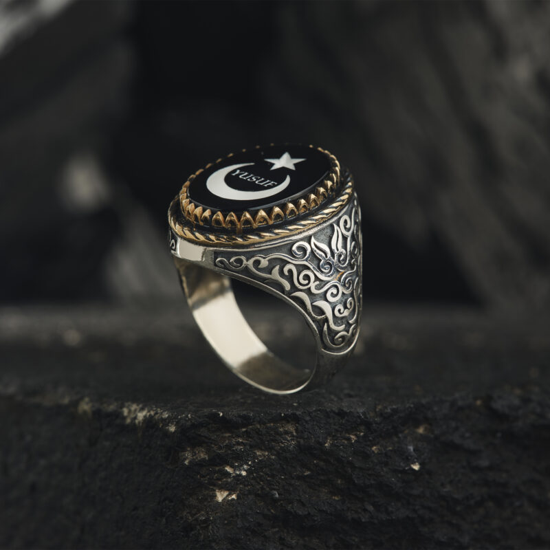 Siyah Ayyıldız Taşlı Yüzük