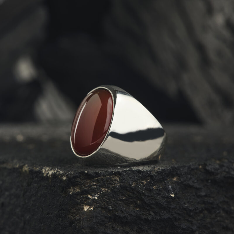 Kahverengi Akik Taşlı Yüzük