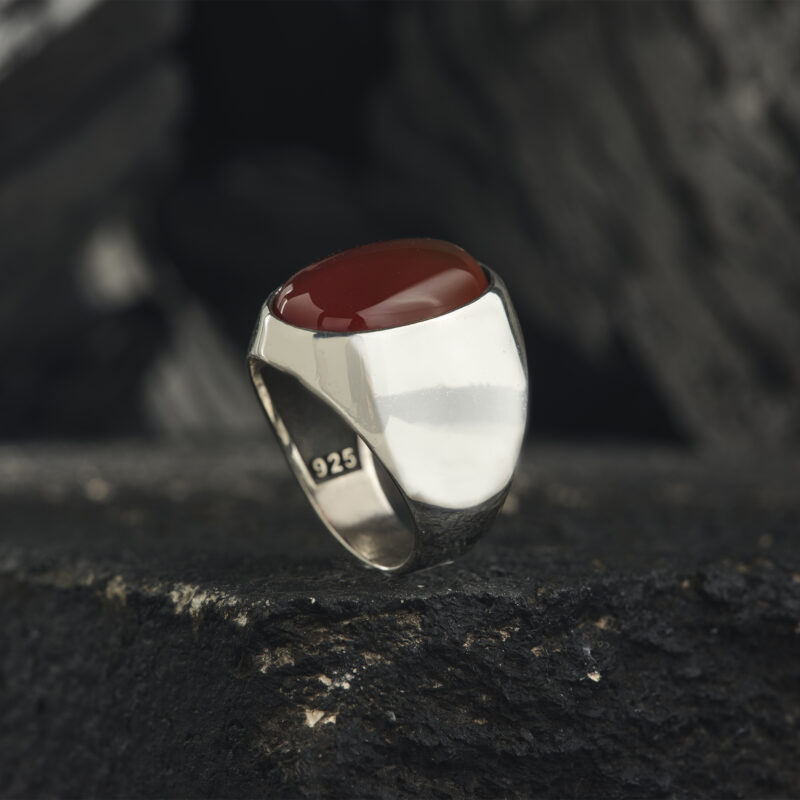 Kahverengi Akik Taşlı Yüzük