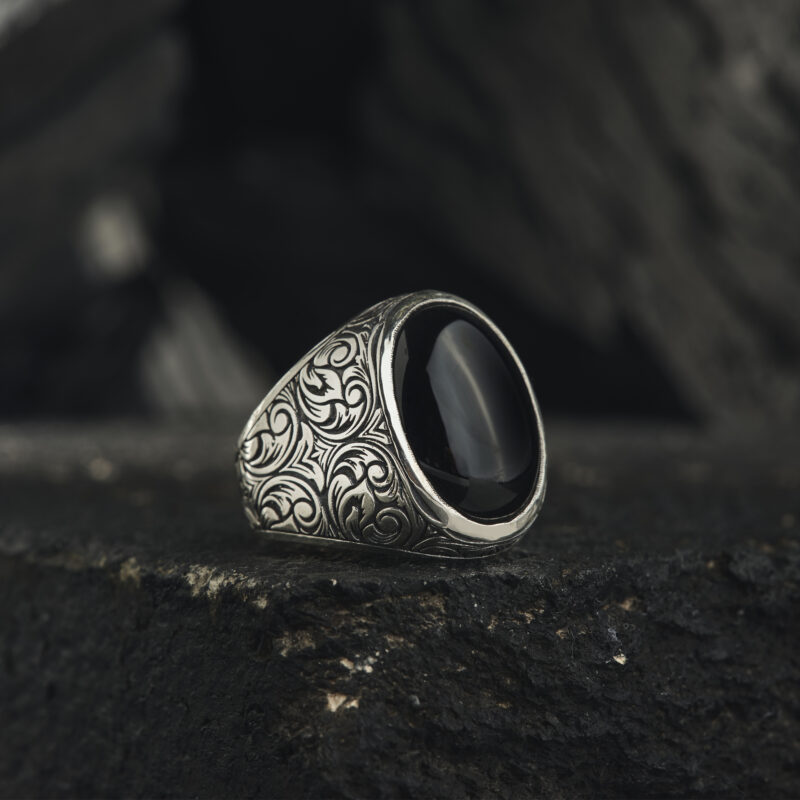 Siyah Akik Taşlı Yüzük