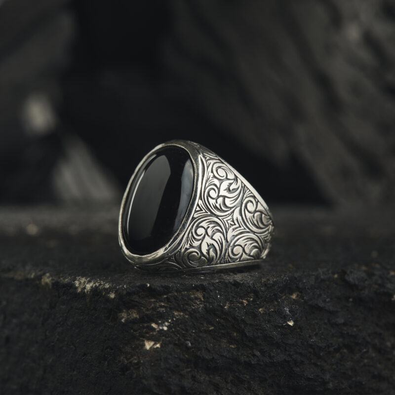 Siyah Akik Taşlı Yüzük