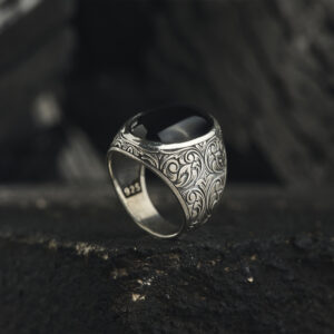 Siyah Akik Taşlı Yüzük