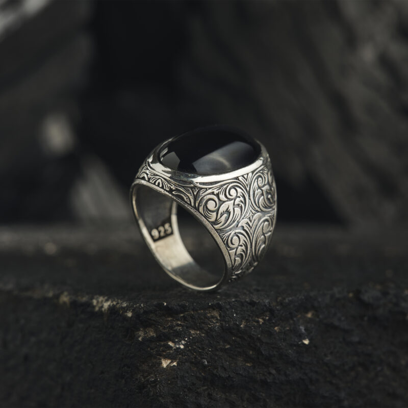 Siyah Akik Taşlı Yüzük