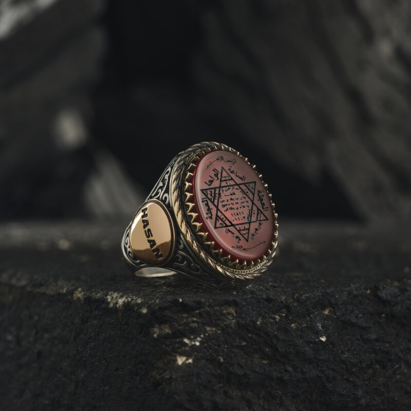 Akik Taşlı Hz. Süleyman Mührü Yüzük