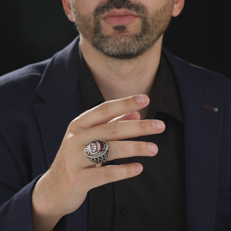 Kırmızı Taşlı Gümüş Yüzük
