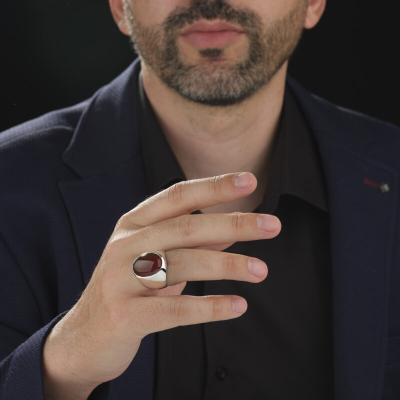 Kahverengi Akik Taşlı Yüzük