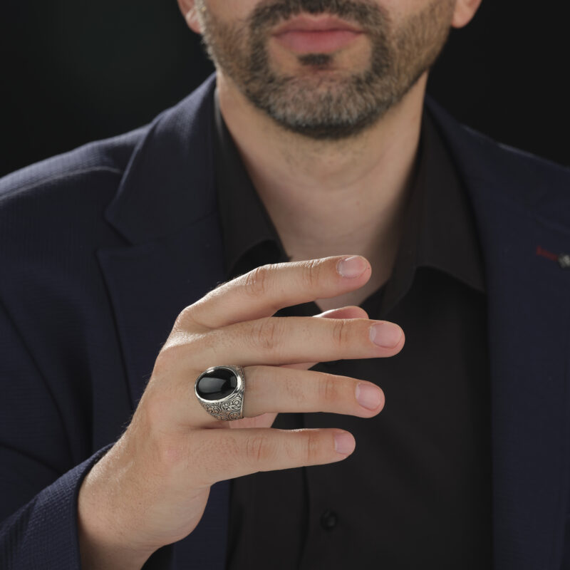 Siyah Akik Taşlı Yüzük