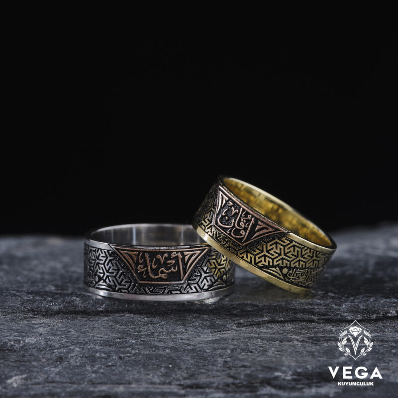 Arapça İsim Yazılı Çift Alyans