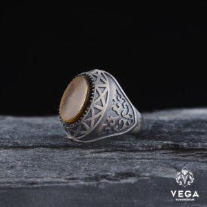 Kaplan Gözü Taşlı Gümüş Yüzük