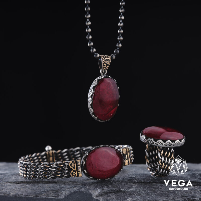 Kehribar Taşlı Set