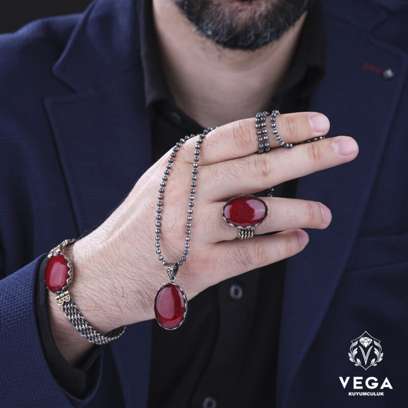 Kehribar Taşlı Set