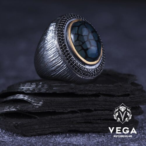Agat Taşlı Gümüş Erkek Yüzük