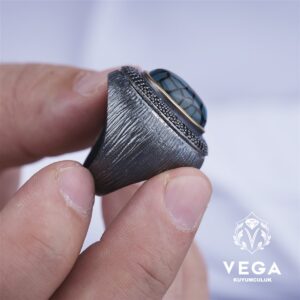 Agat Taşlı Gümüş Erkek Yüzük