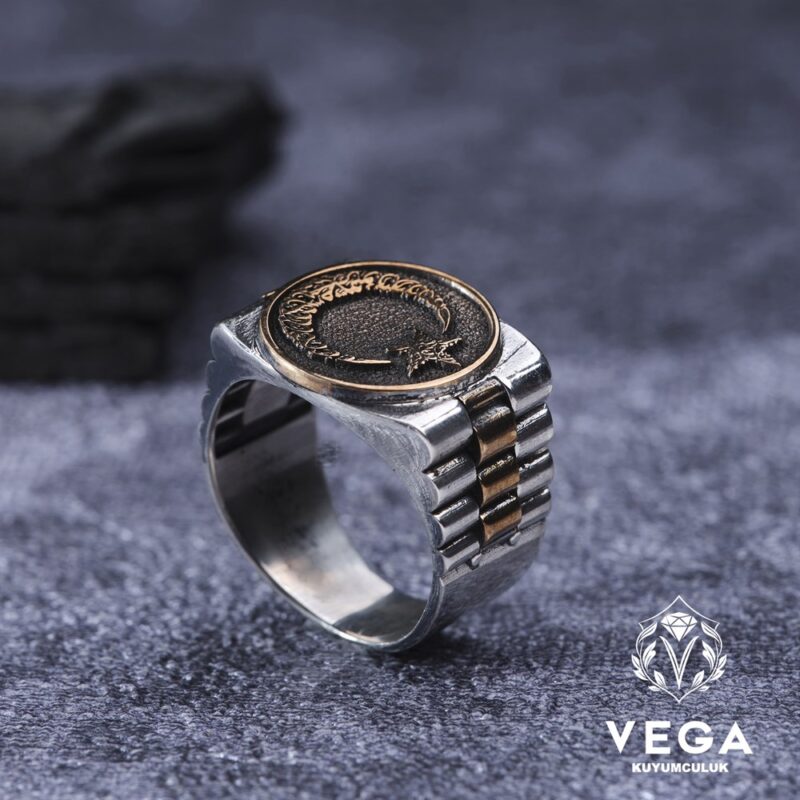 Ayyıldız Gümüş Erkek Rolex Yüzük Modeli