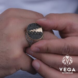 Ayyıldız Yan Kapaklı Erkek Yüzük