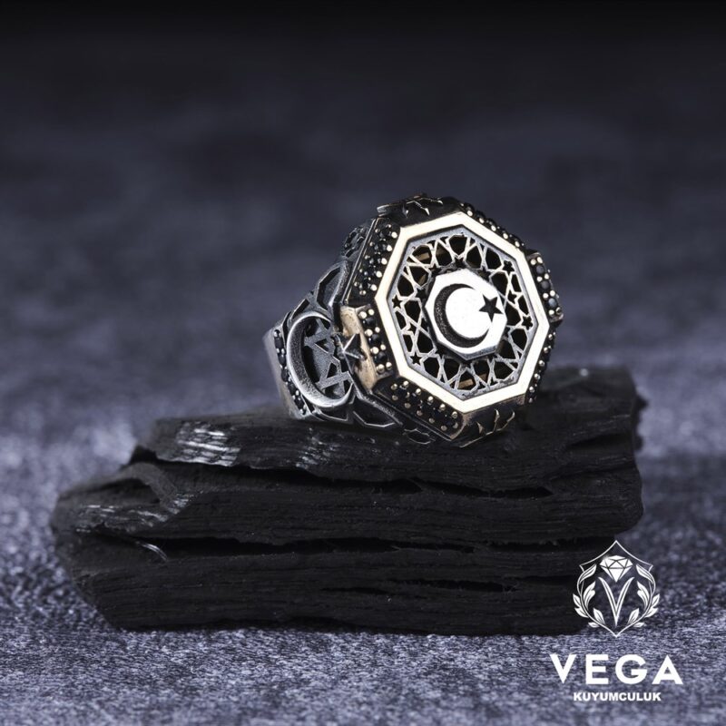Ayyıldız Gümüş Erkek Yüzük Modeli