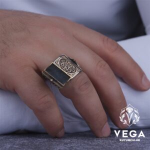 Dikdörtgen Kapaklı Mavi GümüşYüzük