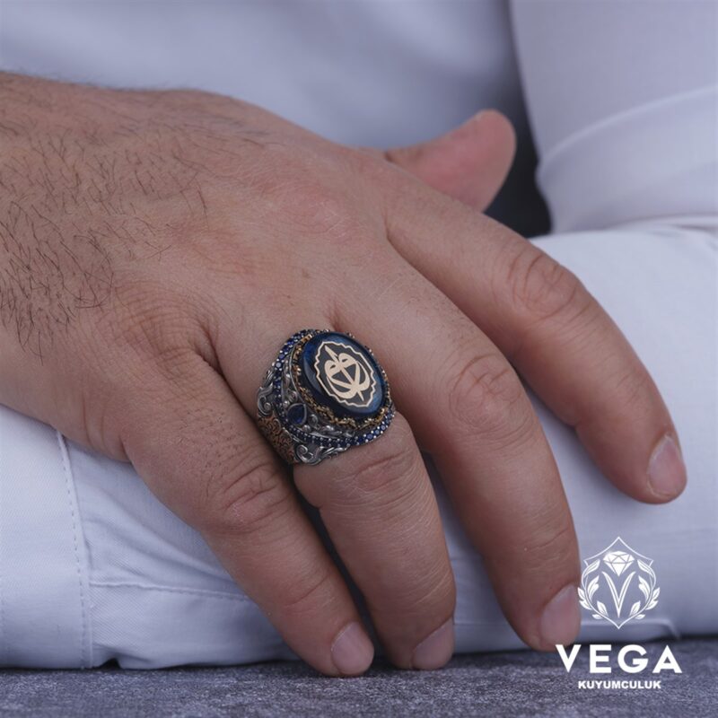 Elif Vav Gümüş Erkek Yüzük