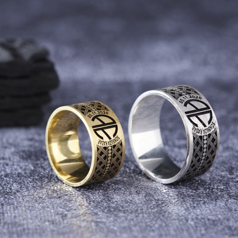 Harfli Gümüş Çift Alyans Yüzük Modeli