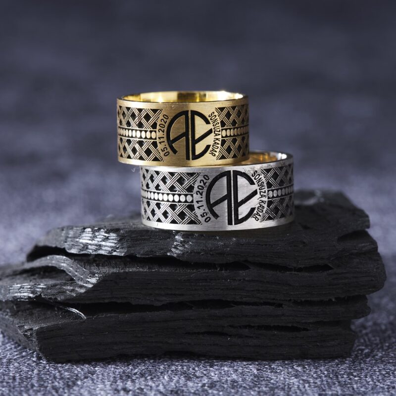 Harfli Gümüş Çift Alyans Yüzük Modeli