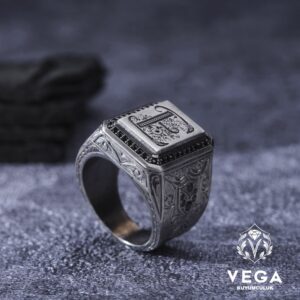Harfli Gümüş Erkek Yüzük Modeli