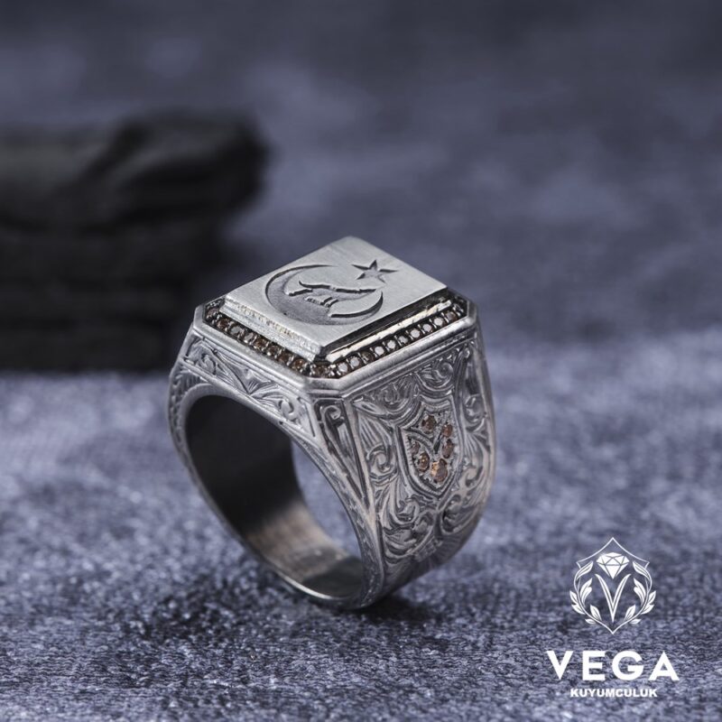 Hilal Bozkurt Gümüş Erkek Yüzük Modeli