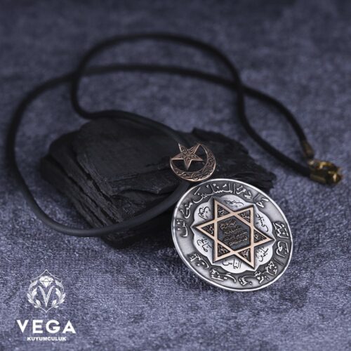 Hz. Süleyman Mührü İşlemeli Gümüş Kolye