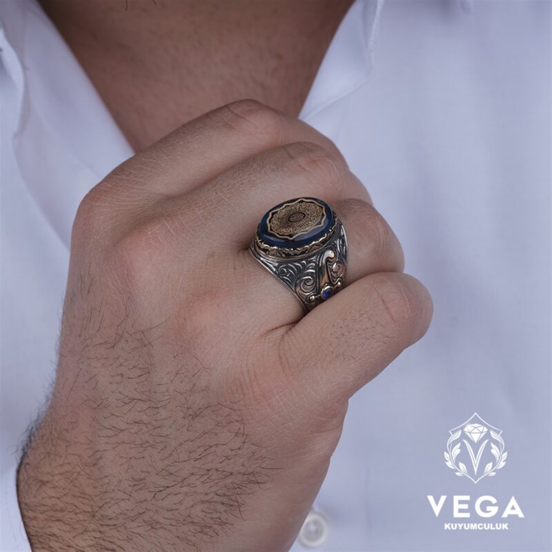 İnşirah Suresi İşlemeli Gümüş Erkek Yüzük