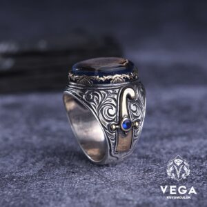 İnşirah Suresi İşlemeli Gümüş Erkek Yüzük