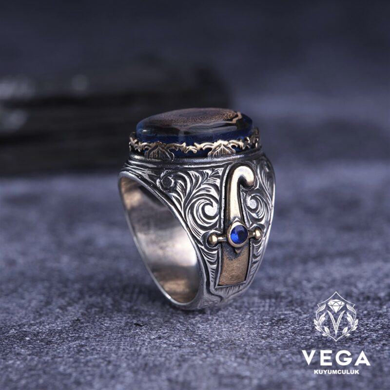 İnşirah Suresi İşlemeli Gümüş Erkek Yüzük