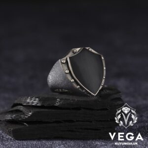 Kalkan Gümüş Erkek Yüzük